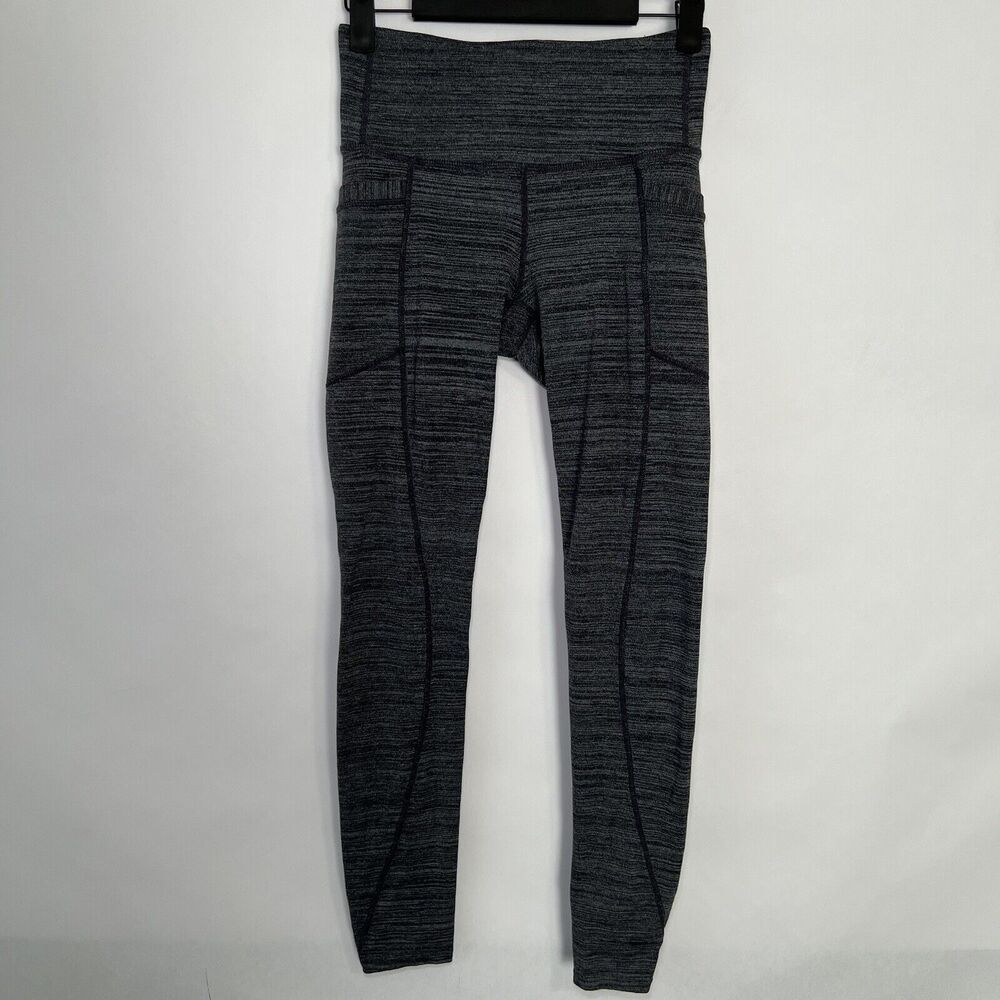 ATHLETA Leggings Womens Size XS Yoga Pants Gray Heather Nylon Blend Pockets